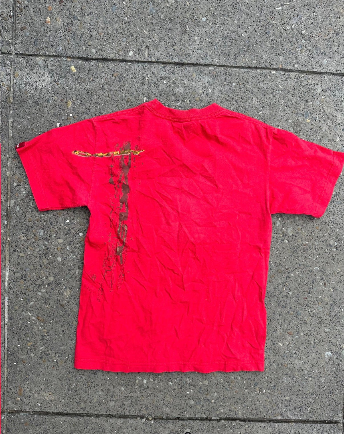 90s Centre Logo Red Oakley T-Shirt - Small